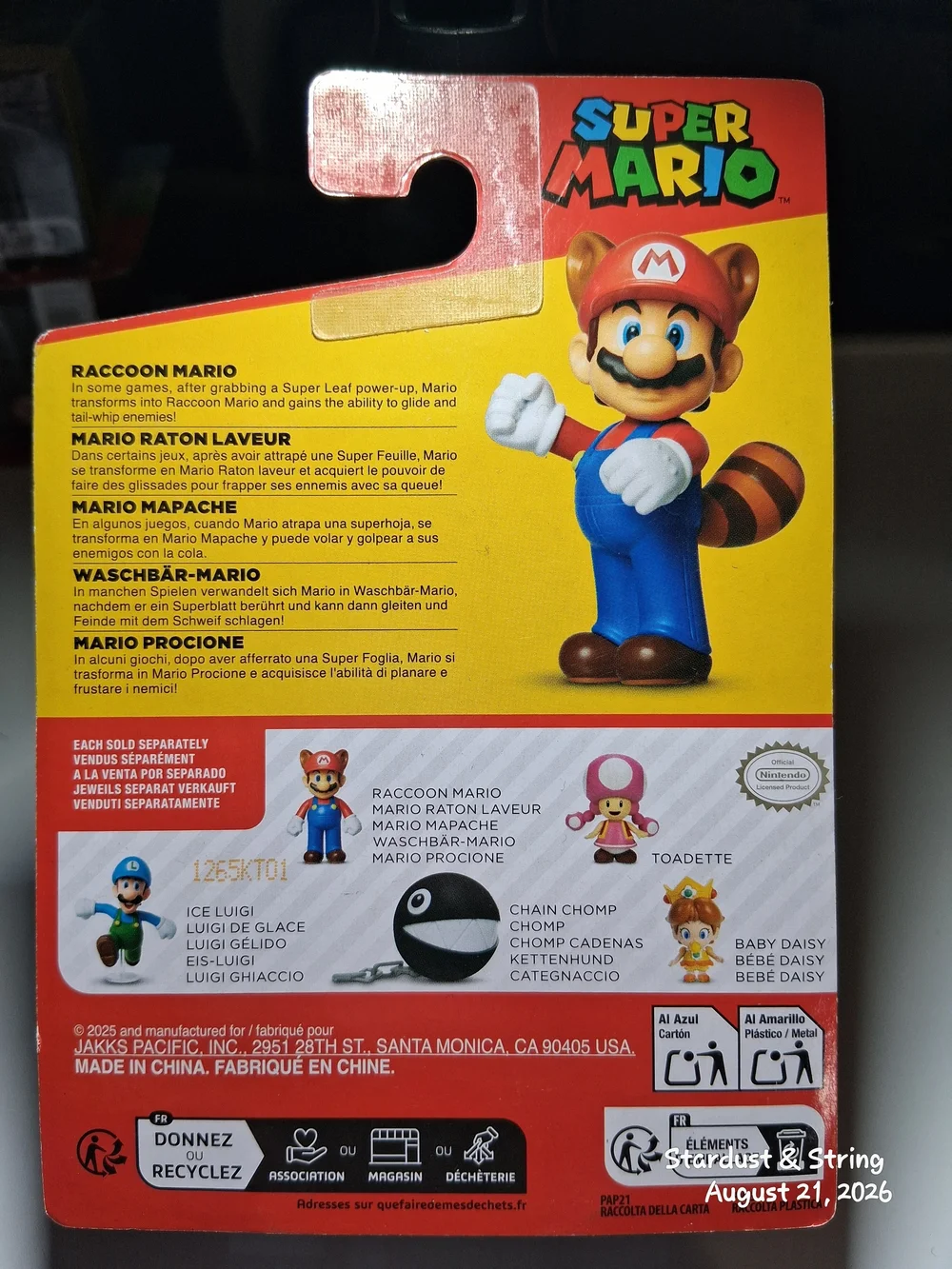 Jakks Pacific Super Mario Raccoon Mario 2.5 Inch Action Figure NIP